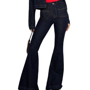 Good American Good Waist Super High Waist Super Flare Jeans in Indigo